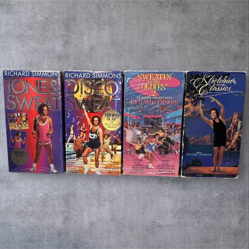 Richard Simmons‎ VHS Lot of 4 Sweatin to the Oldies Broadway Sweatin Off Pounds